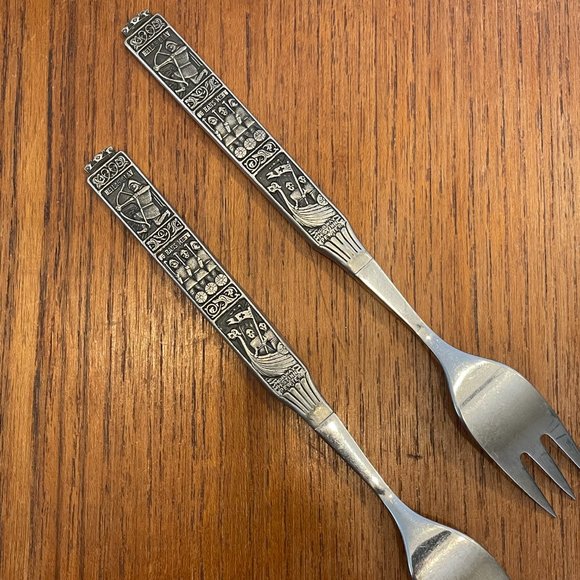 Vintage Hardanger KONGE TINN Pewter Norway Viking Smart Choice Flatware - Forks - Picture 4 of 5
